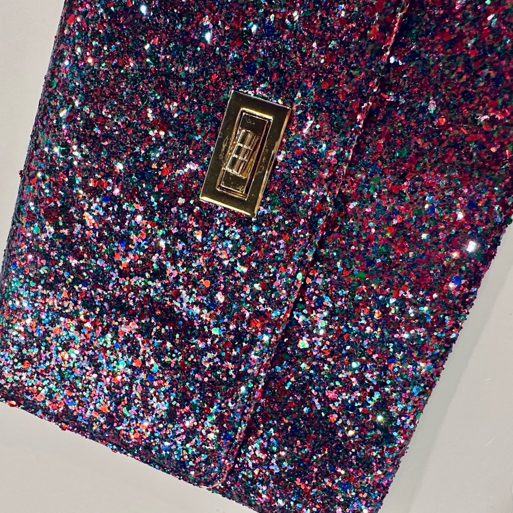 Multi-Colored Sequin Rectangle Clutch With Detach… - image 3